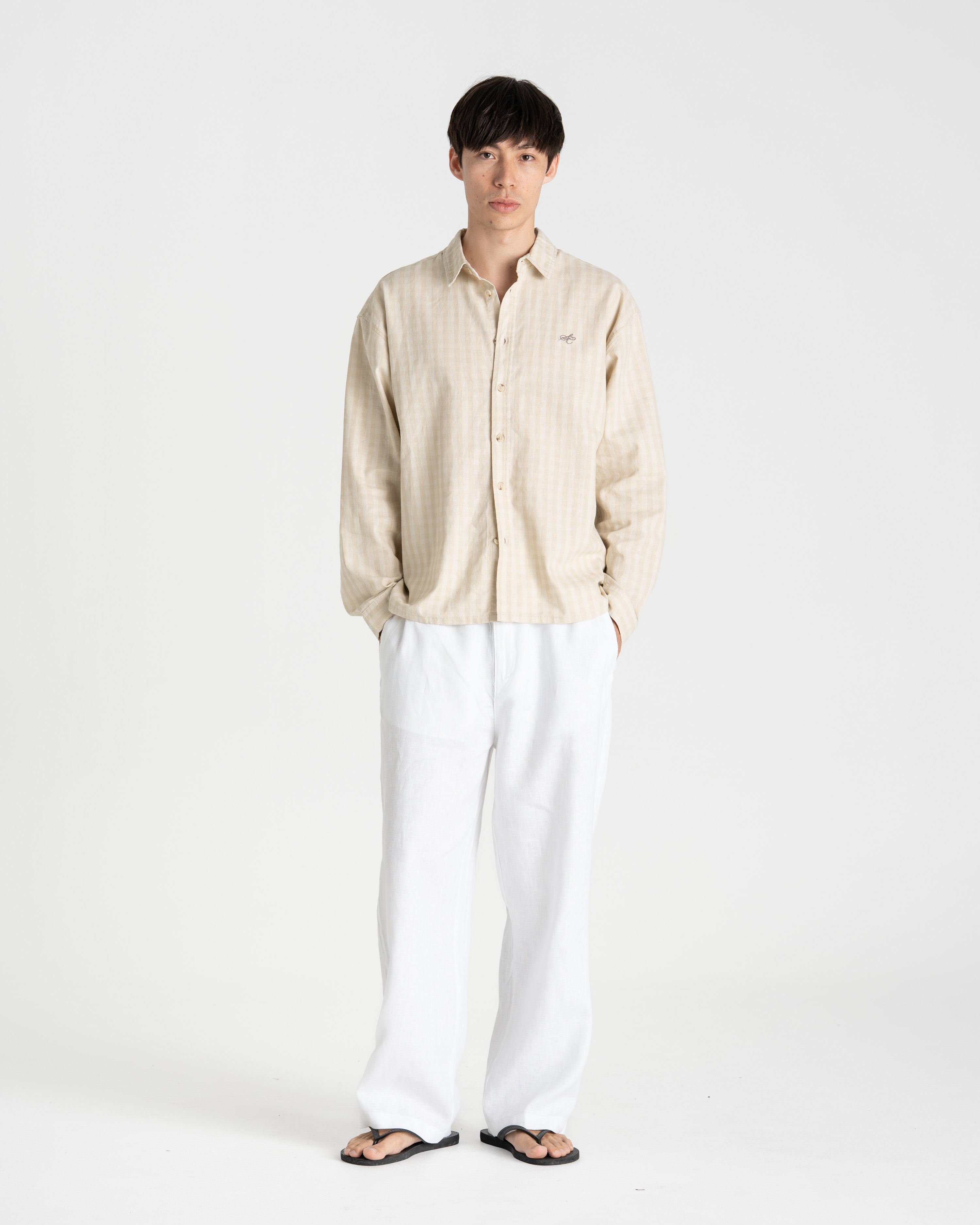 Baggy 100% flax pants white
